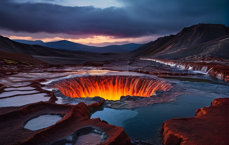 지구과학과 지열 에너지 - **Prompt:** "An awe-inspiring and mystical depiction of the Earth's interior, focusing on its glowin...