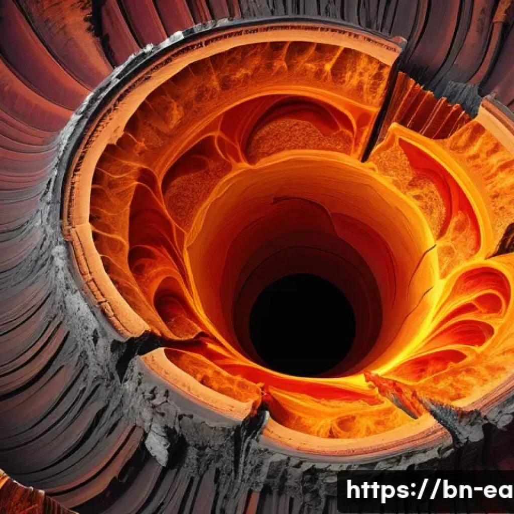 지구과학과 심해 탐사 - **Prompt:** A vibrant, scientific cross-section illustration of the Earth's interior, showcasing its...