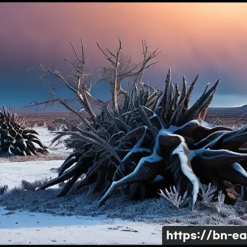 지구과학과 공룡 멸종 - **Title: The Impact Winter's Desolation**
    **Prompt:** A desolate, post-apocalyptic landscape dur...