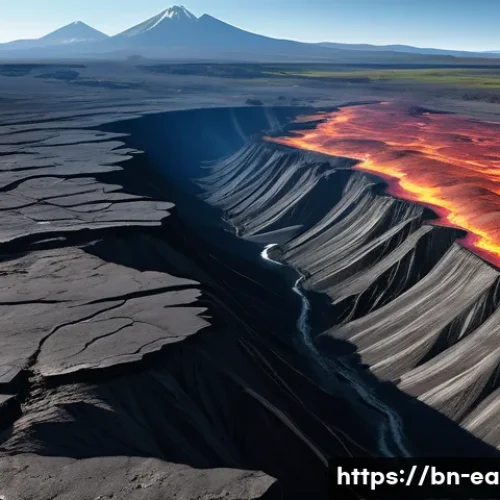 지구과학과 생태계 변화 - A detailed and dramatic scene of tectonic plates shifting beneath the Earth&rsquo;s surface, showing a cro...