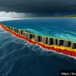지구과학과 쓰나미 연구 - A detailed and realistic underwater cross-section of tectonic plates at a convergent boundary beneat...